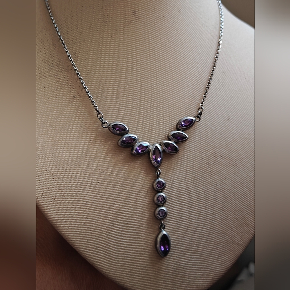 Vintage Amethyst Sterling Silver Necklace